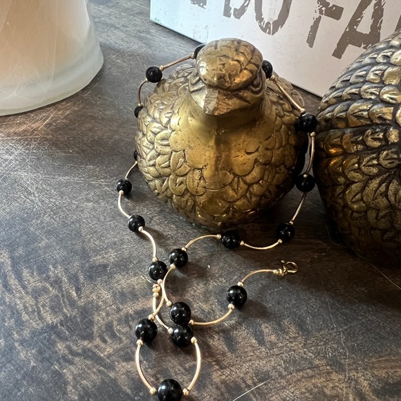 14K Gold Onyx w/ Onyx Bead Necklace (14g)16” - Picture 8 of 11